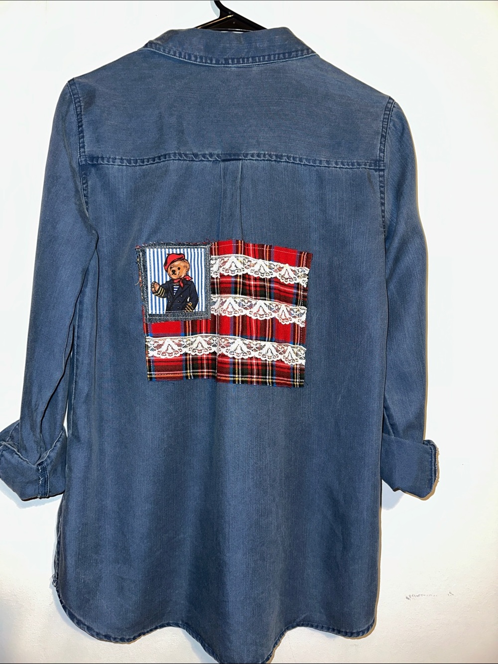 Re-worked Old Navy Denim Shirt with RL Polo inspired flag